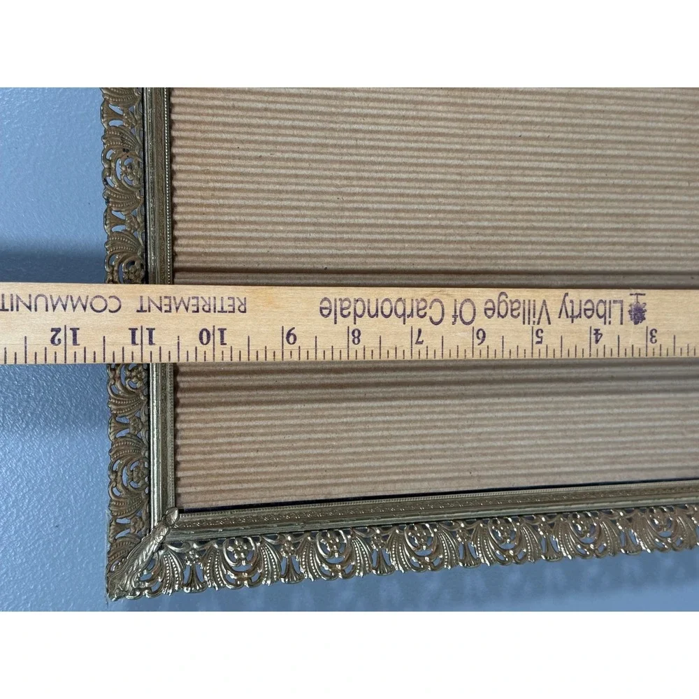 Vintage Gold Filigree Metal Picture Frame Ornate Hollywood Regency 8x10 Tabletop